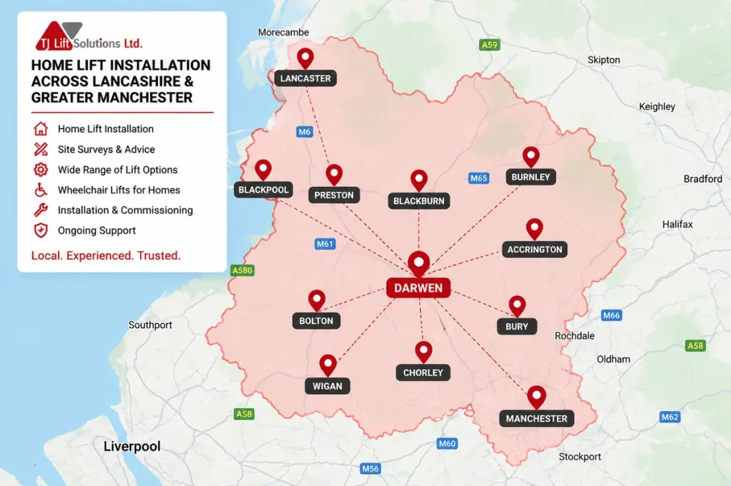 Home lift installation coverage across Manchester and Greater Manchester